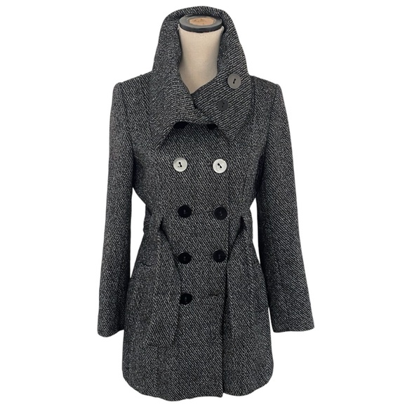 New Kenneth Blake New York Heathered Black/White Double Breasted Coat (M) - Picture 3 of 16